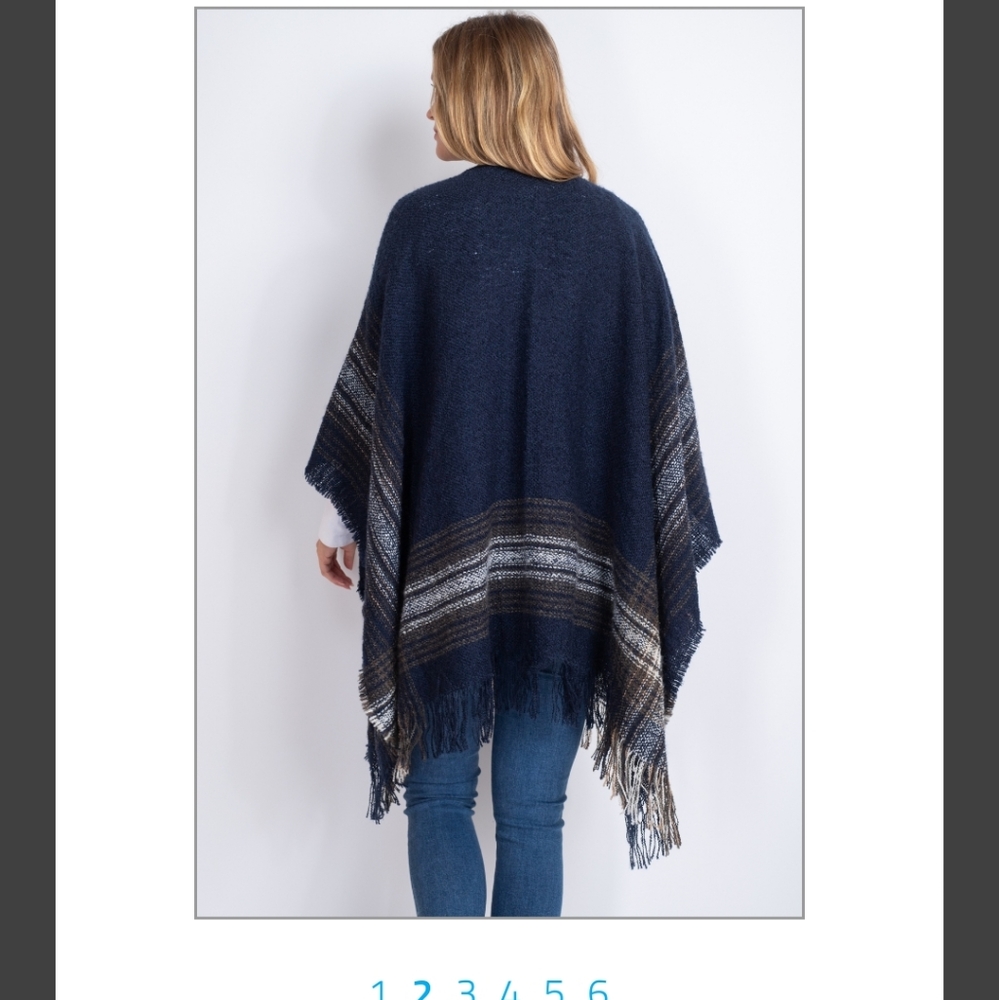 NWT Multi Plaid Ruana Wrap - Picture 2 of 2